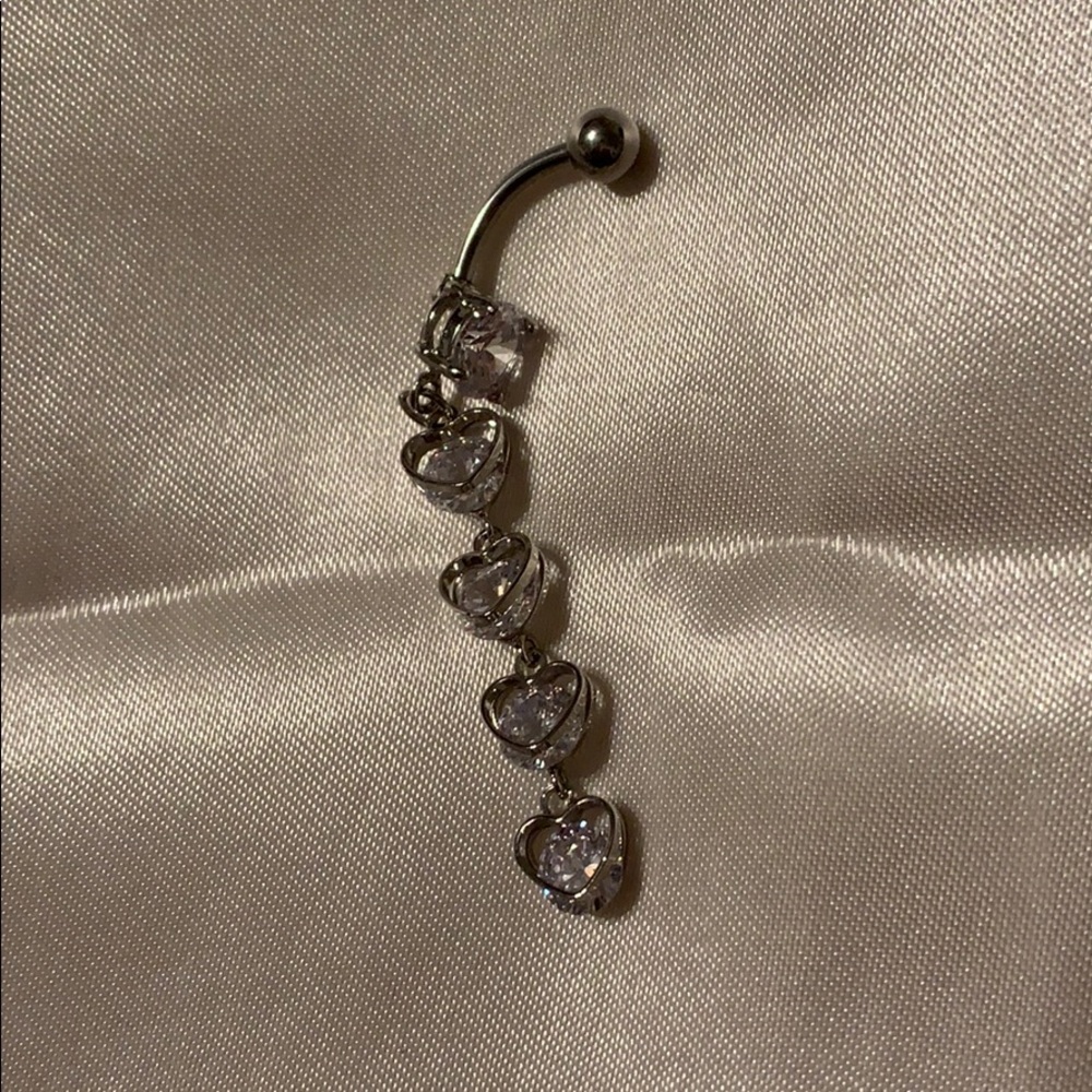 Dangling hearts belly ring